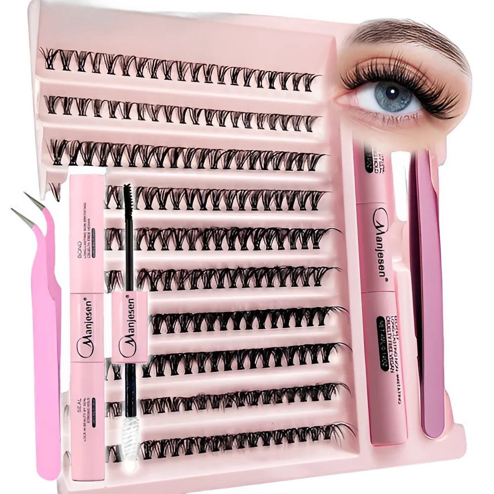 Kit Extension Ciglia Fai-da-Te - 200 Ciuffi con Colla e Sigillante