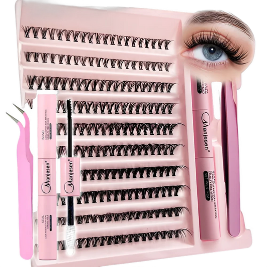 Kit Extension Ciglia Fai-da-Te - 200 Ciuffi con Colla e Sigillante