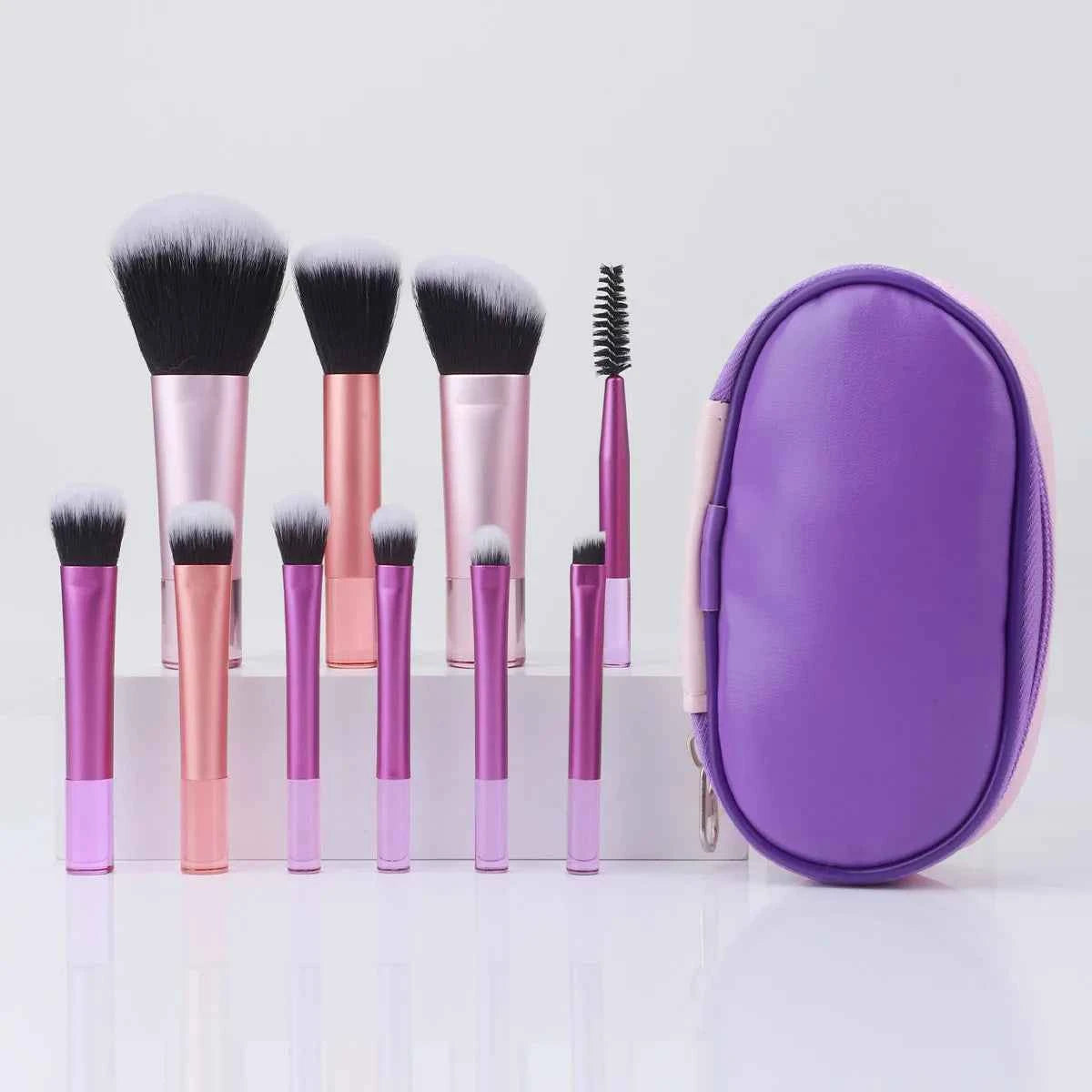 Set 10 Pennelli Makeup Professionali - Mini con Custodia