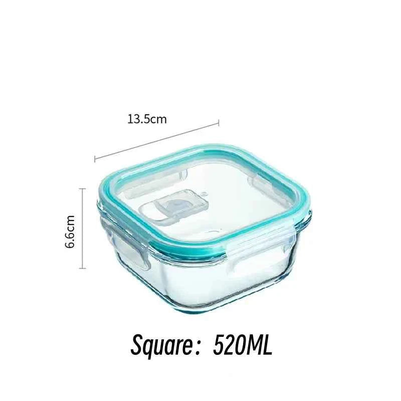 High Borosilicate Glass Lunch Box Microwave Oven Bento Bowl Sealed Picnic Box Office Workers' Fresh-keeping Box Bento Lunch Box