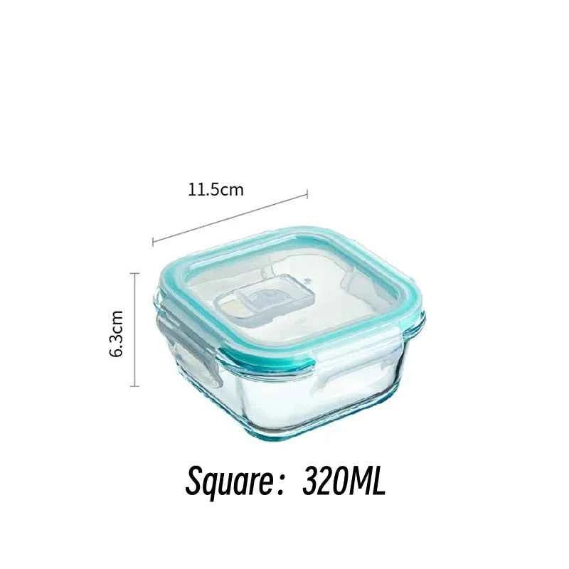 High Borosilicate Glass Lunch Box Microwave Oven Bento Bowl Sealed Picnic Box Office Workers' Fresh-keeping Box Bento Lunch Box