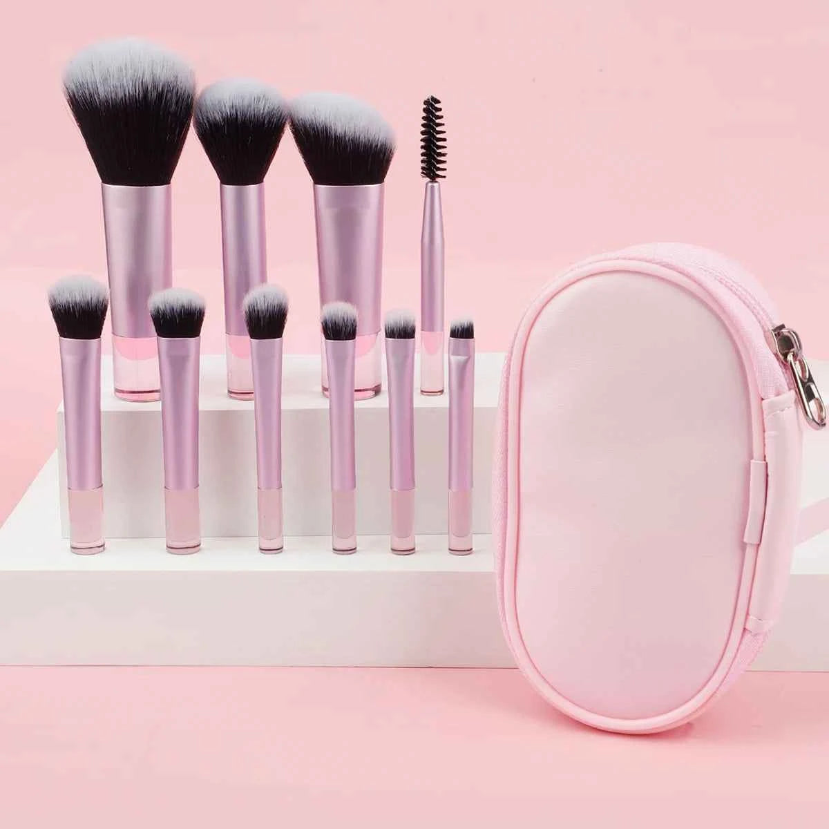 Set 10 Pennelli Makeup Professionali - Mini con Custodia