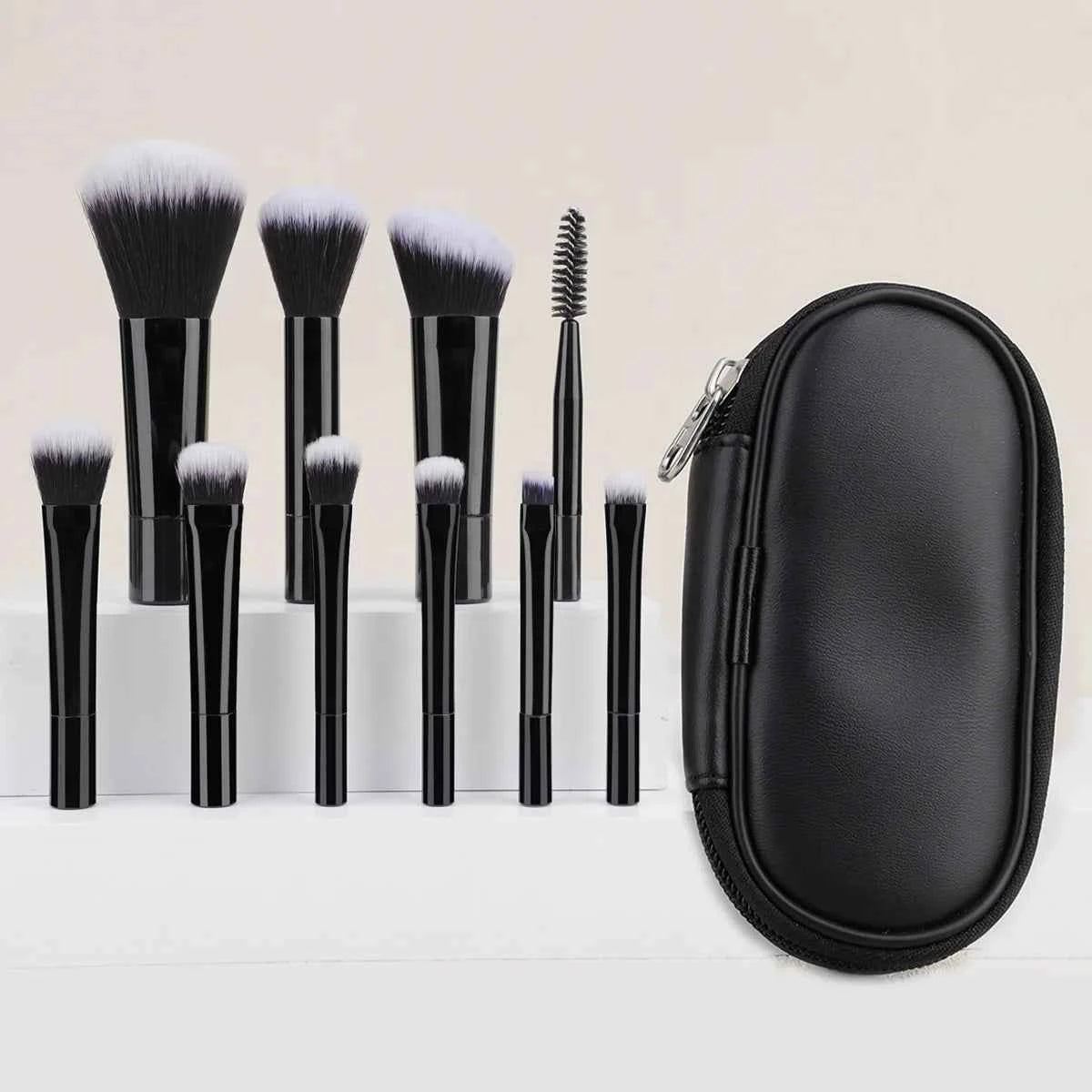 Set 10 Pennelli Makeup Professionali - Mini con Custodia