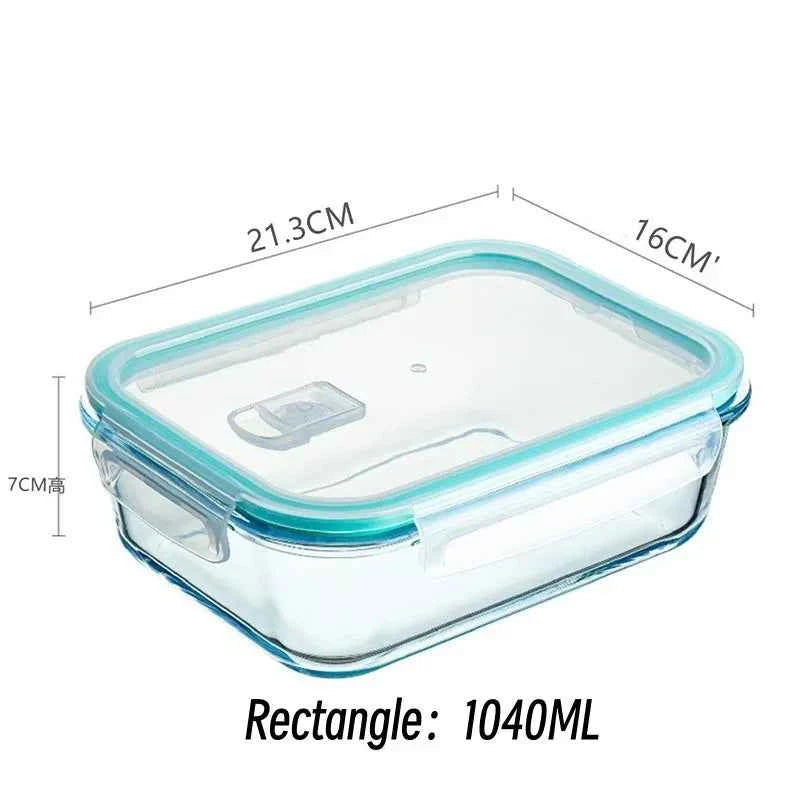 High Borosilicate Glass Lunch Box Microwave Oven Bento Bowl Sealed Picnic Box Office Workers' Fresh-keeping Box Bento Lunch Box