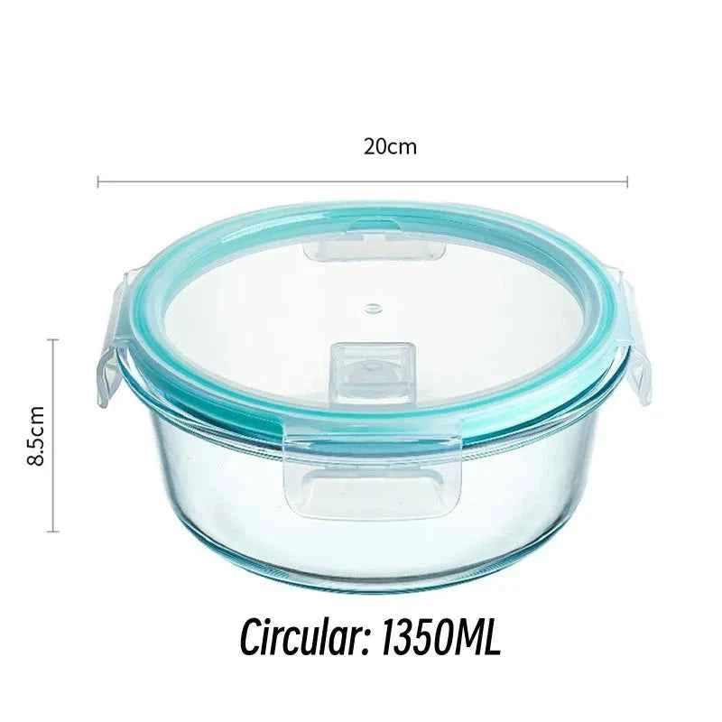 High Borosilicate Glass Lunch Box Microwave Oven Bento Bowl Sealed Picnic Box Office Workers' Fresh-keeping Box Bento Lunch Box