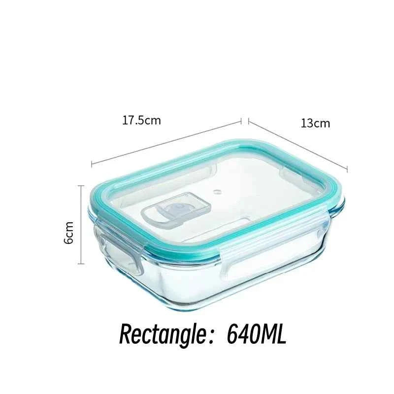 High Borosilicate Glass Lunch Box Microwave Oven Bento Bowl Sealed Picnic Box Office Workers' Fresh-keeping Box Bento Lunch Box
