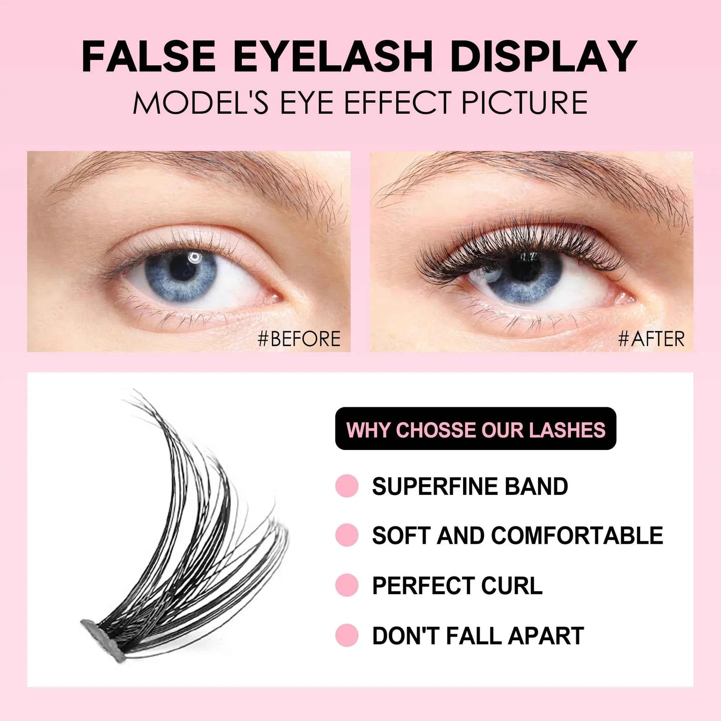 Kit Extension Ciglia Fai-da-Te - 200 Ciuffi con Colla e Sigillante