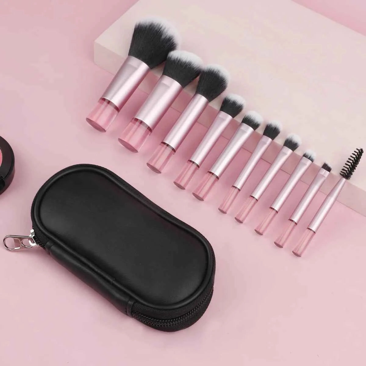Set 10 Pennelli Makeup Professionali - Mini con Custodia