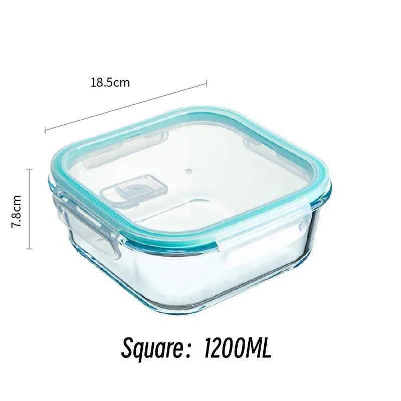High Borosilicate Glass Lunch Box Microwave Oven Bento Bowl Sealed Picnic Box Office Workers' Fresh-keeping Box Bento Lunch Box