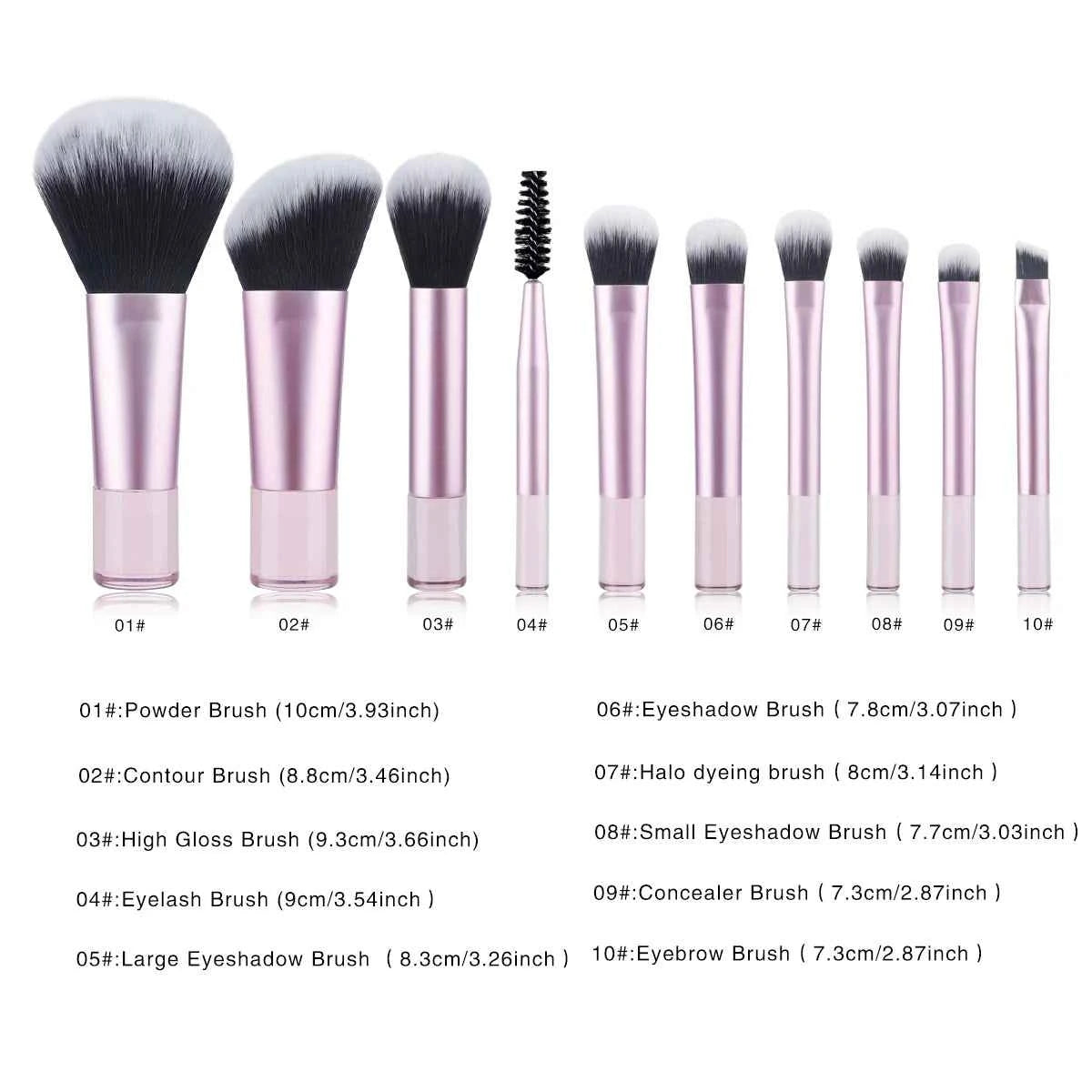 Set 10 Pennelli Makeup Professionali - Mini con Custodia