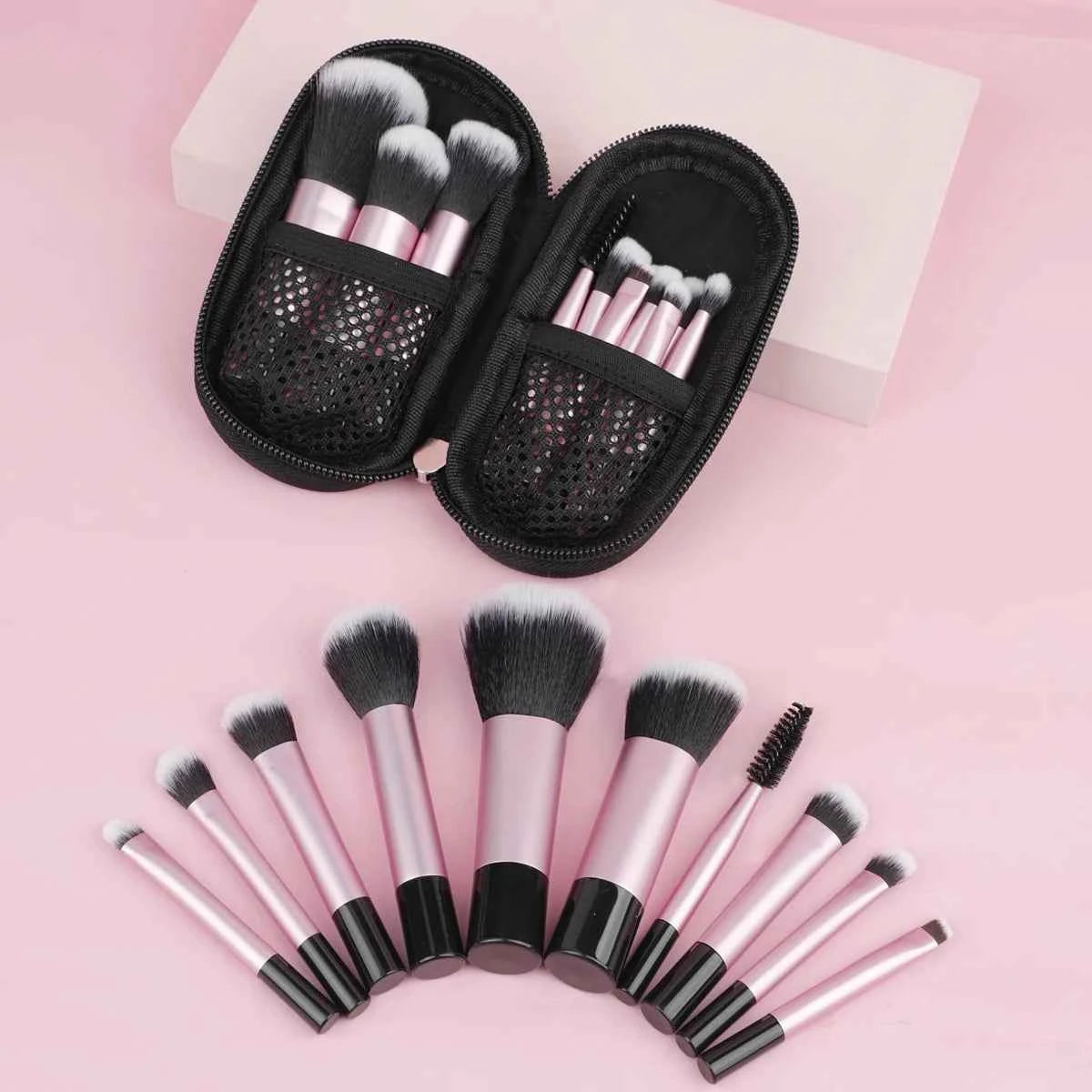 Set 10 Pennelli Makeup Professionali - Mini con Custodia