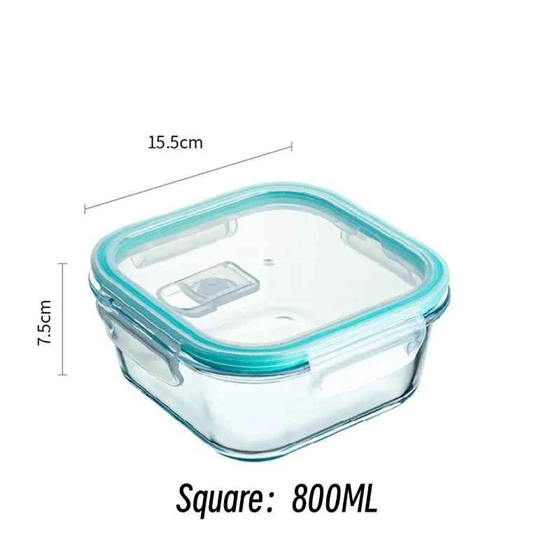 High Borosilicate Glass Lunch Box Microwave Oven Bento Bowl Sealed Picnic Box Office Workers' Fresh-keeping Box Bento Lunch Box