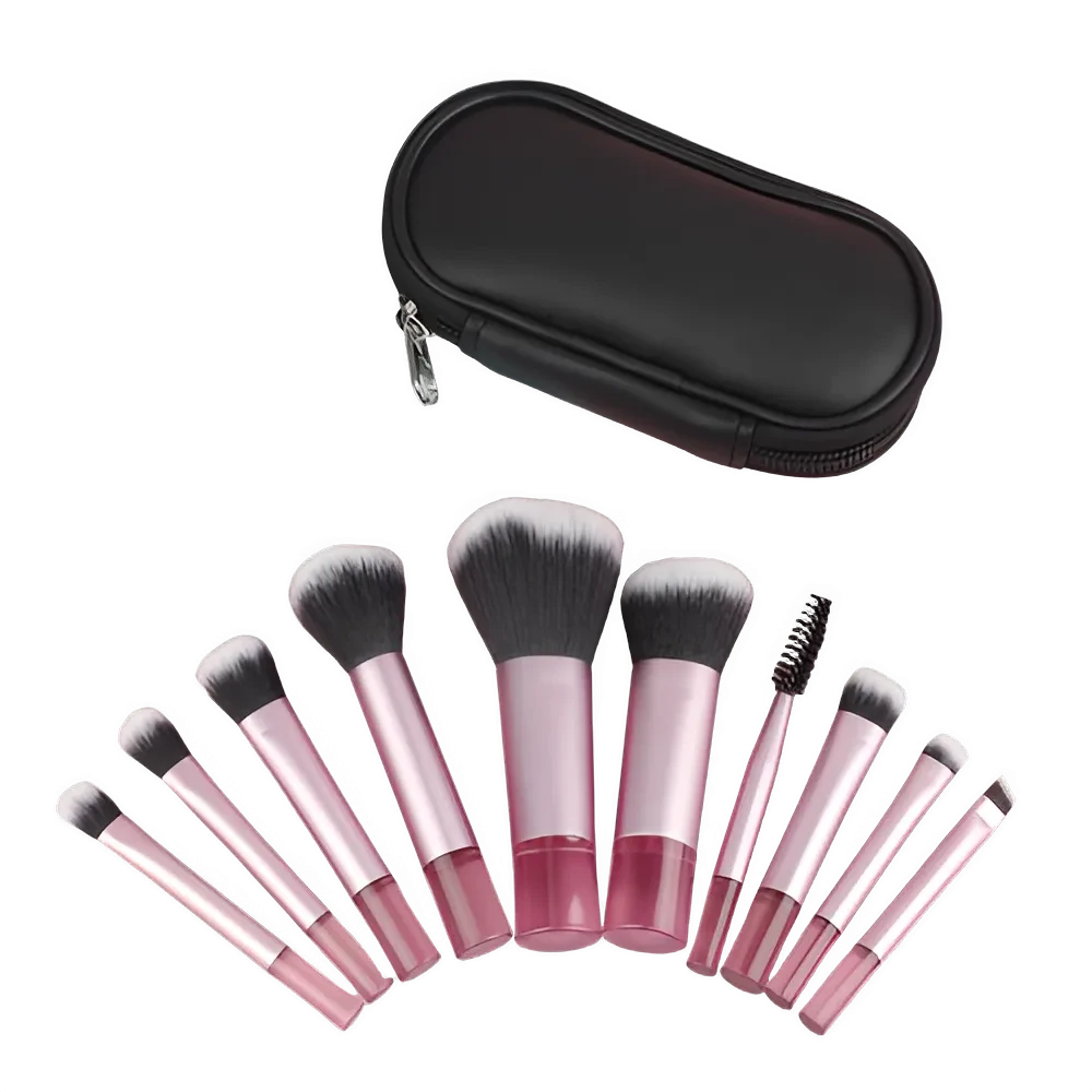 Set 10 Pennelli Makeup Professionali - Mini con Custodia