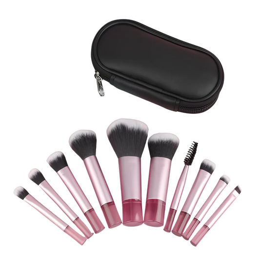 Set 10 Pennelli Makeup Professionali - Mini con Custodia